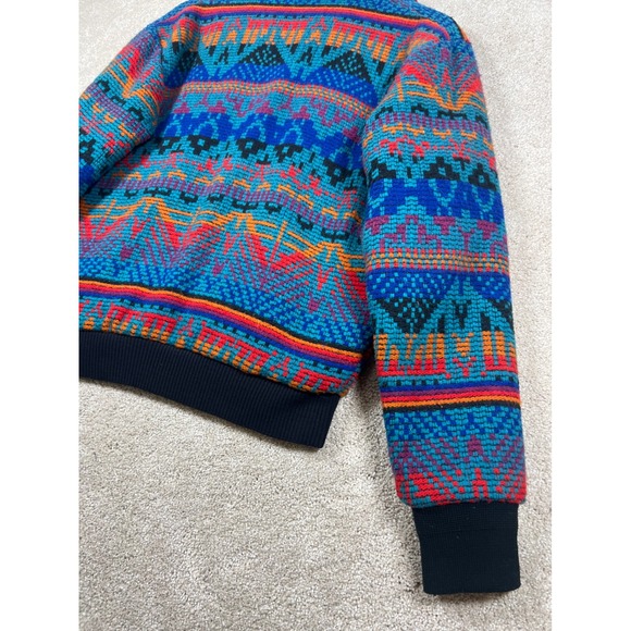 Vintage David James Aztec Southwest Knit Bomber Jacket‎ Full Zip M Colorful Wool - Picture 9 of 10